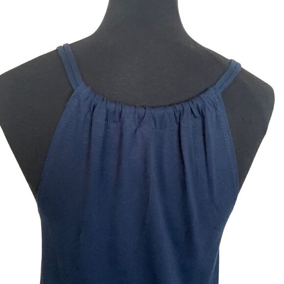 XHILARATION Woman's Racer back Tank Size M Navy Blue with Lace Overlay Front - Picture 10 of 12